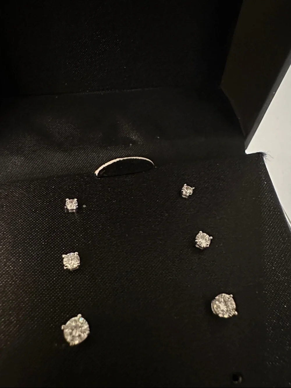 Sterling Silver Cubic Zirconia Stud Earring Set - White - Picture 3 of 3